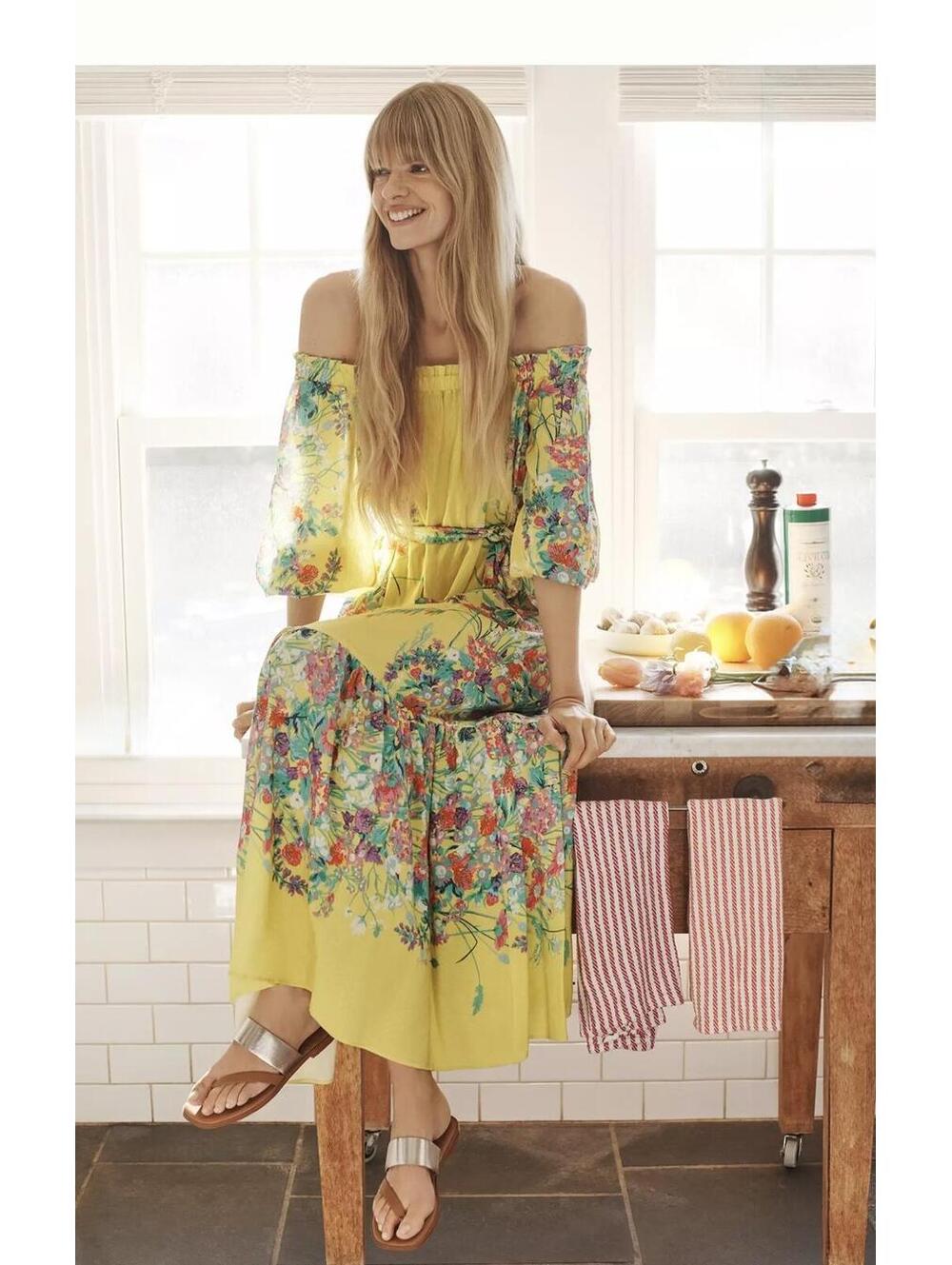 EUC Anthropologie Eliora Off-The-Shoulder Maxi Dress size L